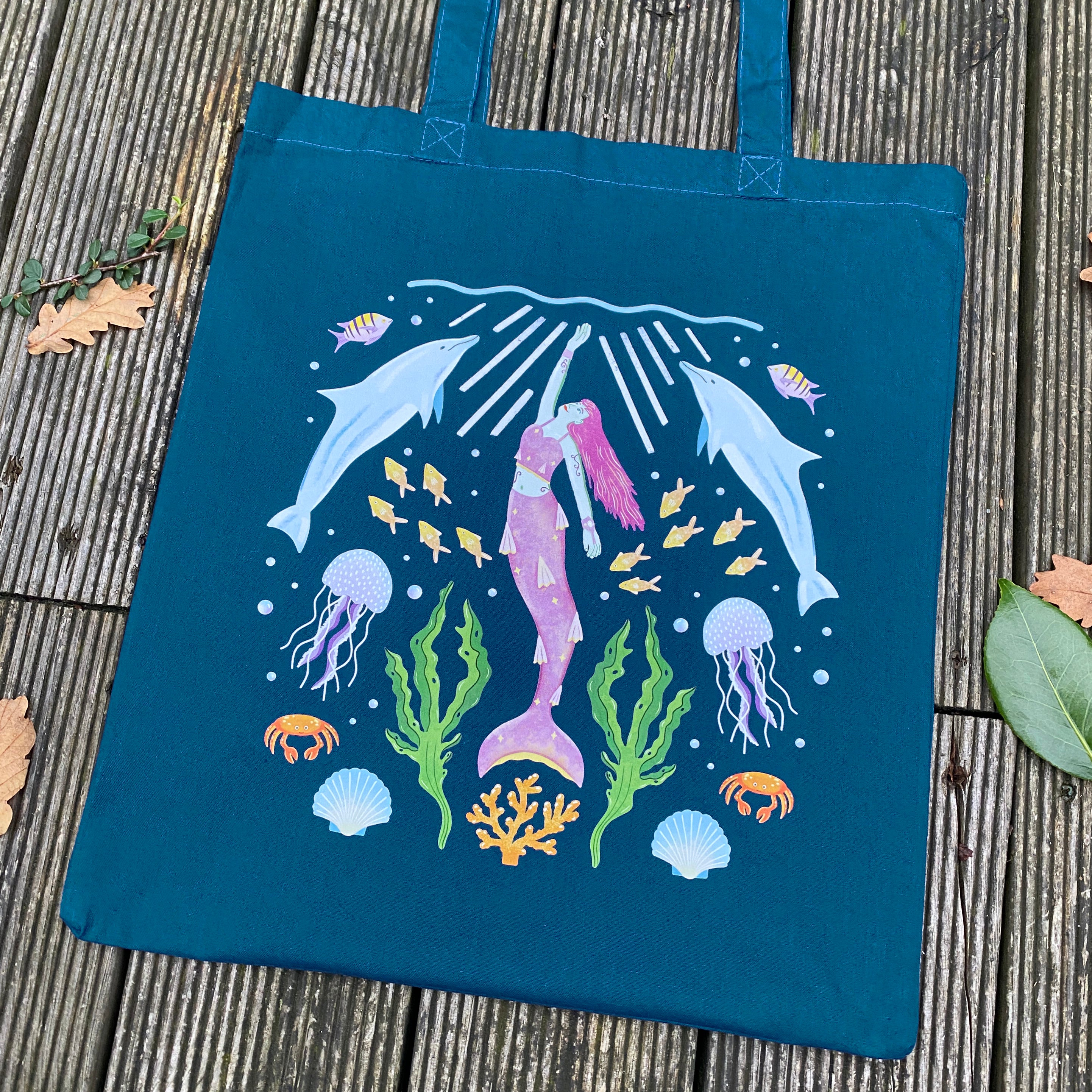 Mermaid Pattern Tote Bag