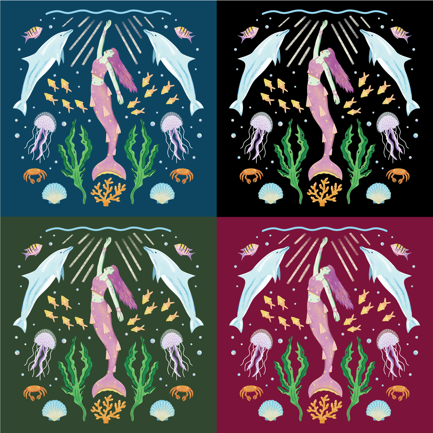 Mermaid Pattern Tote Bag